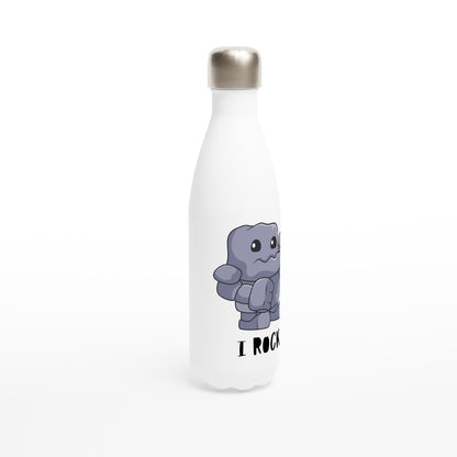 I Rock - White 17oz Stainless Steel Water Bottle White Water Bottle Globally Fulfilled Music