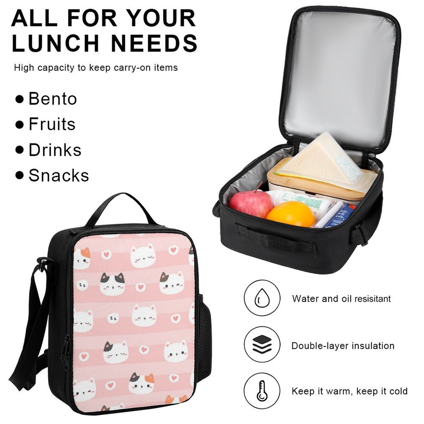 Pink Cats - School Backpack Three Piece Set