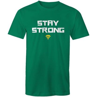 Stay Strong, WIFI - Mens T-Shirt Kelly Green Mens T-shirt Printed In Australia Tech