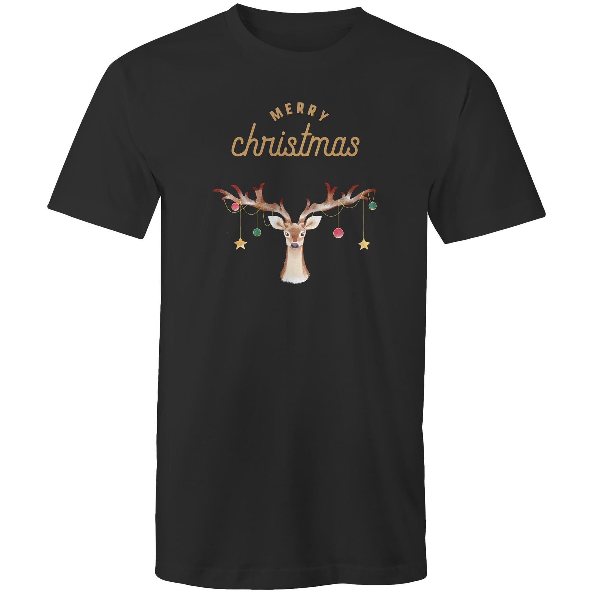Merry Christmas Reindeer - Mens T-Shirt Black Christmas Mens T-shirt Merry Christmas