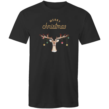 Merry Christmas Reindeer - Mens T-Shirt Black Christmas Mens T-shirt Merry Christmas