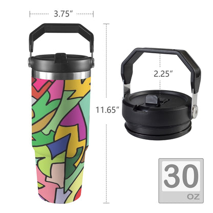 Bright Abstract - 30oz Tumbler with Top Handle