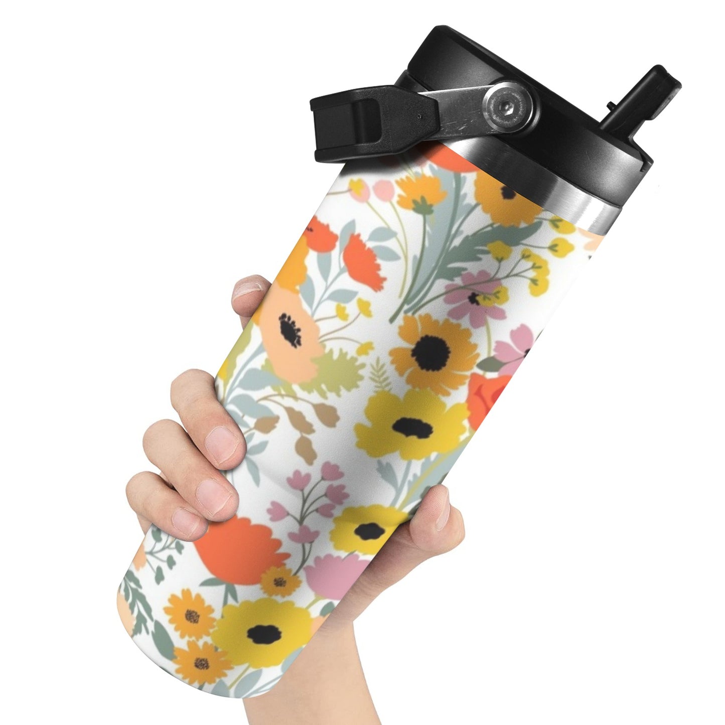 Pretty Floral - 30oz Tumbler with Top Handle