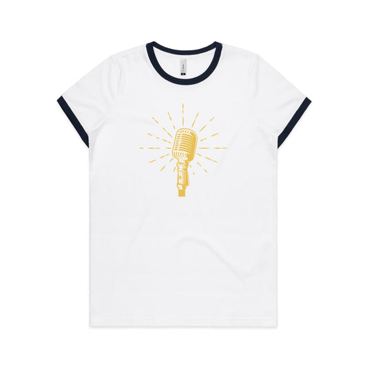 Retro Microphone - Women's Ringer Tee