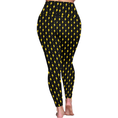 Yellow Lightning - Womens High Waist Leggings (Sizes 16-22)