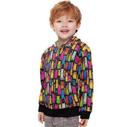 Colourful Cats - Junior Boys Zip Up Hoodie