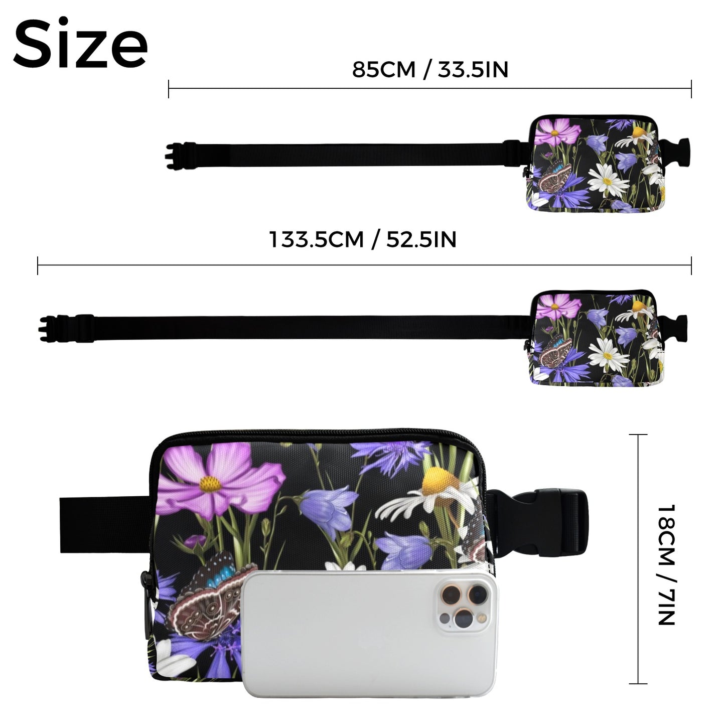 Butterfly Flowers - Belt Bag Belt Bag animal Plants Printed Offshore