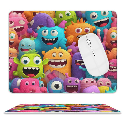 Colourful Monsters - Leather Mouse Pad