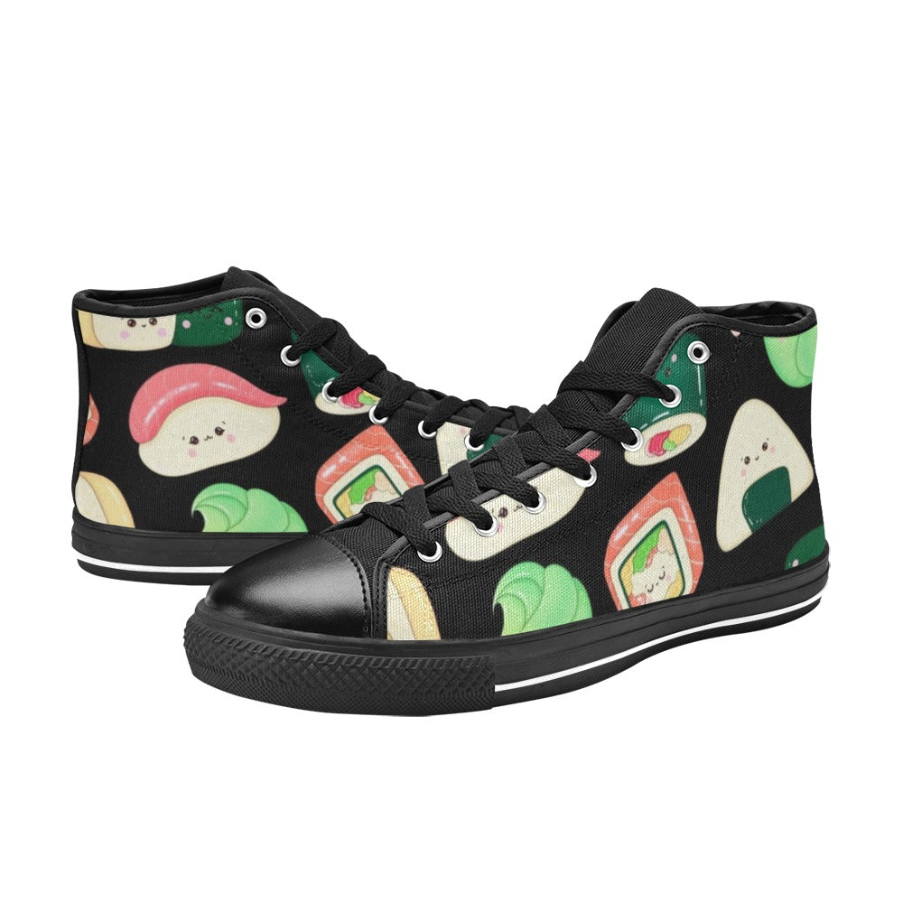 Happy Sushi - Kids High Top Canvas Shoes Kids High Top Canvas Shoes Food Printed Offshore