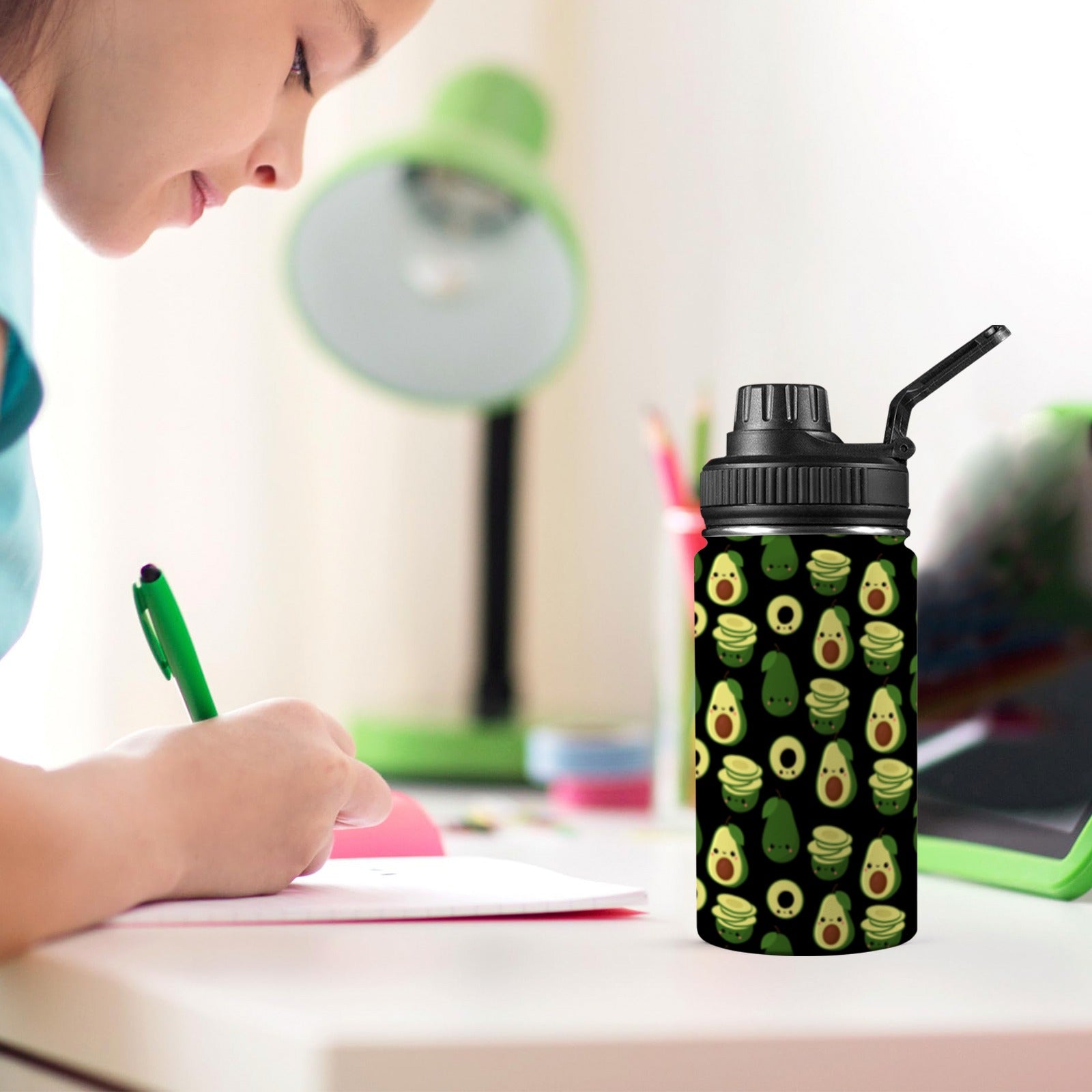 Cute Avocados - Kids Water Bottle with Chug Lid (12 oz) Kids Water Bottle with Chug Lid Printed Offshore