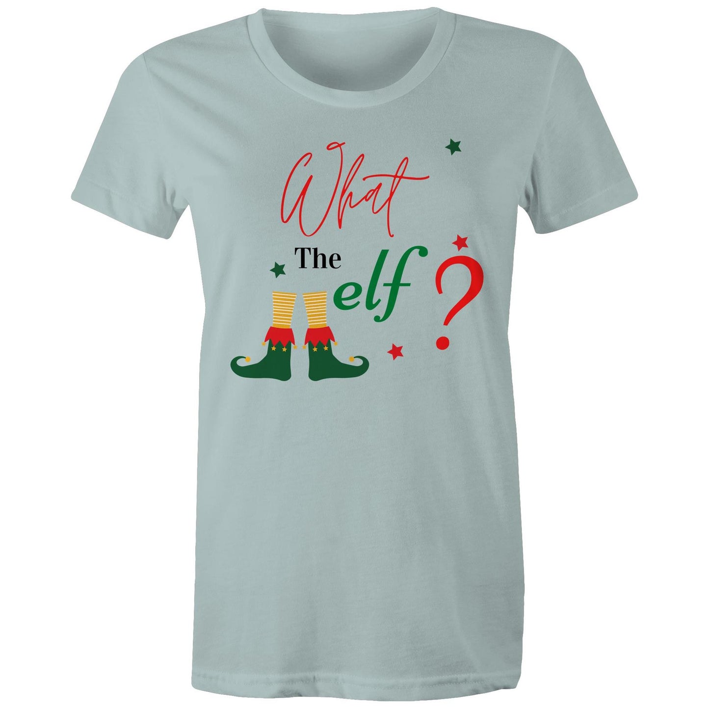 What The Elf? - Womens T-shirt Pale Blue Christmas Womens T-shirt Merry Christmas