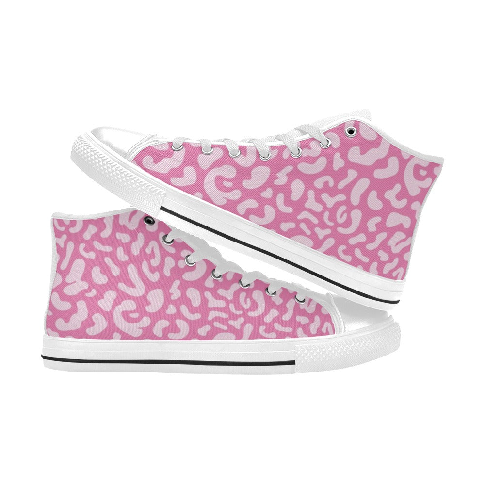 Pink Leopard - Men's High Top Canvas Shoes