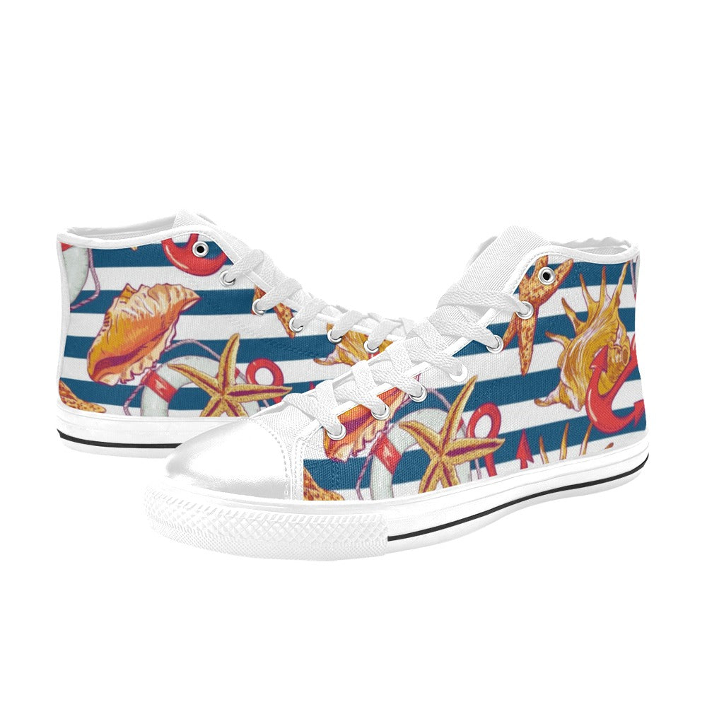 Nautical Life - Women's High Top Canvas Shoes