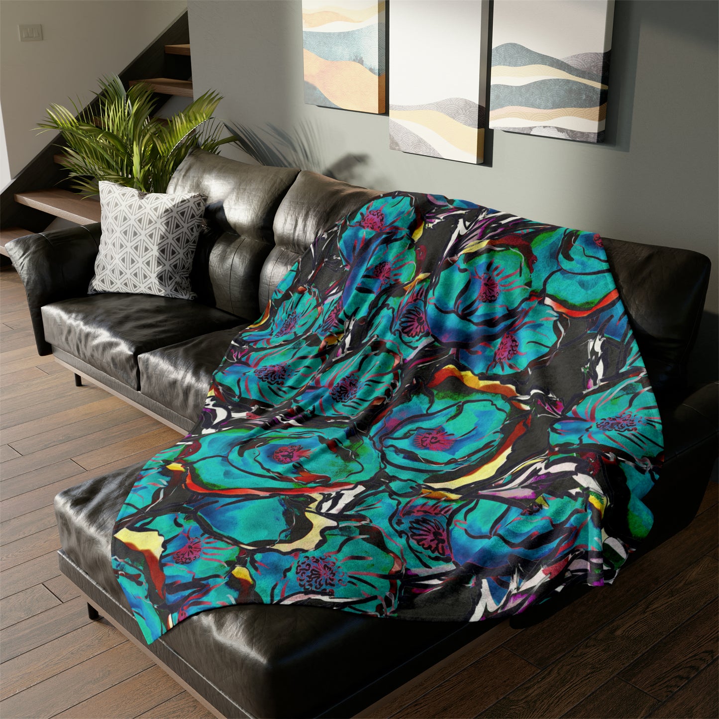 Vibrant Floral - Soft Polyester Blanket Blanket Plants