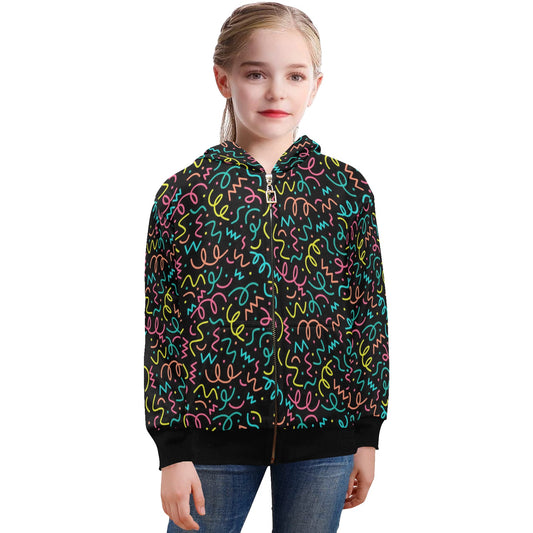 Squiggle Time - Senior Girls Zip Up Hoodie