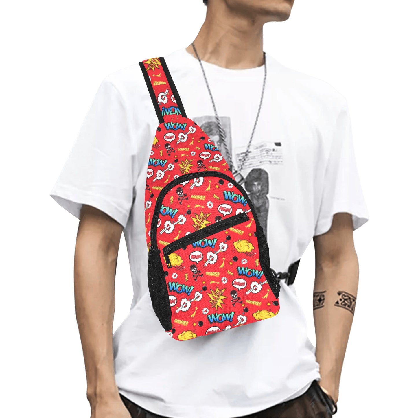 Comic Book Red - Chest Bag With Full Print