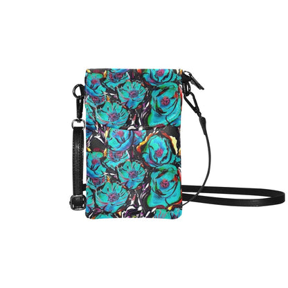 Flower It Blue - Small Phone Purse / Bag