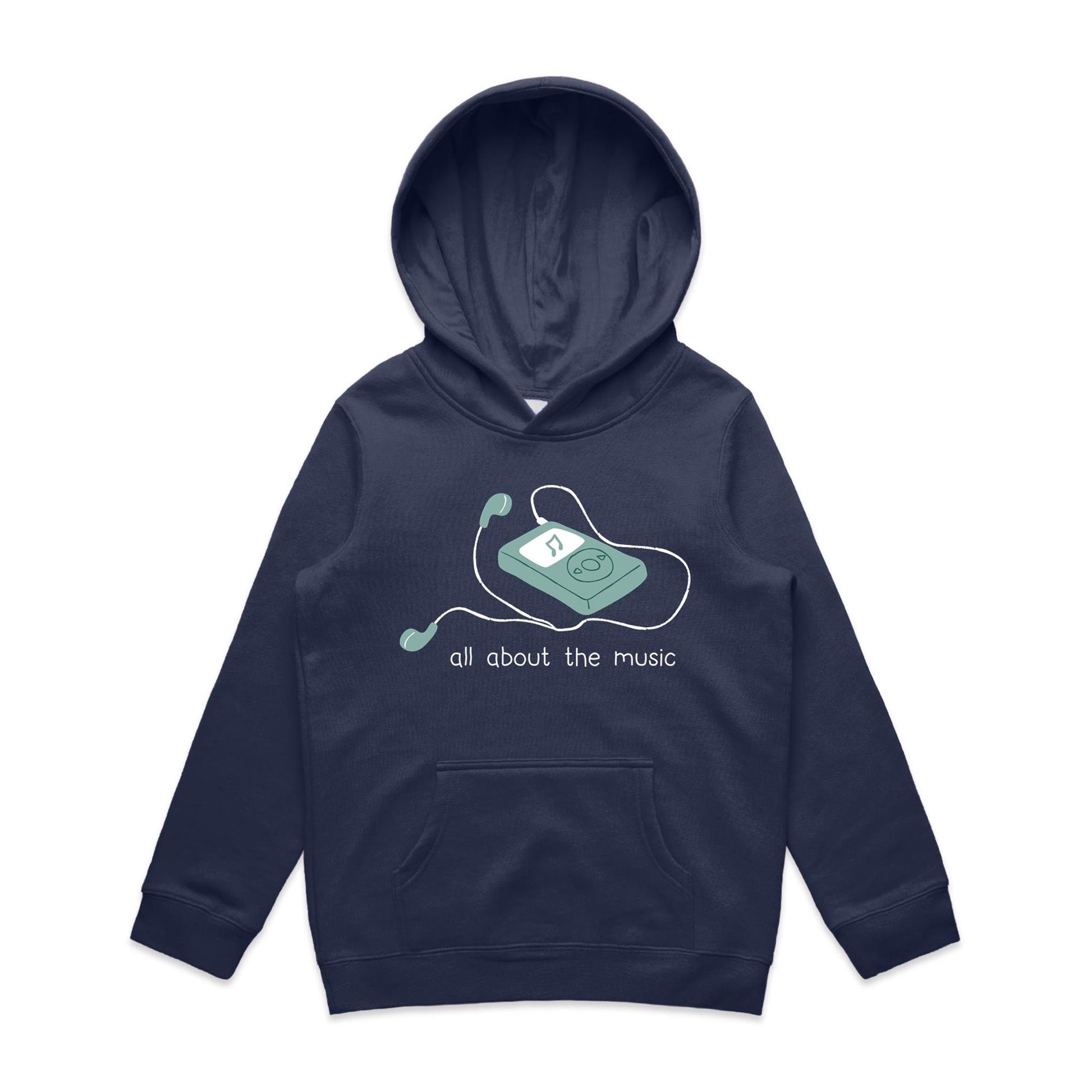 All About The Music, Music Player - Youth Supply Hood Midnight Blue Kids Hoodie music retro tech