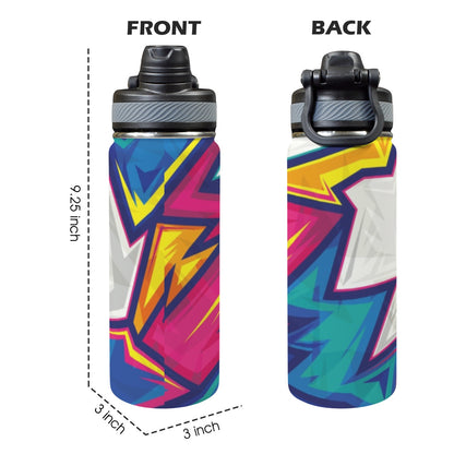 Abstract And Bright - Insulated Water Bottle with Dual-Use Lid (18oz) Insulated Water Bottle with Dual-Use Lid (18oz) Printed Offshore