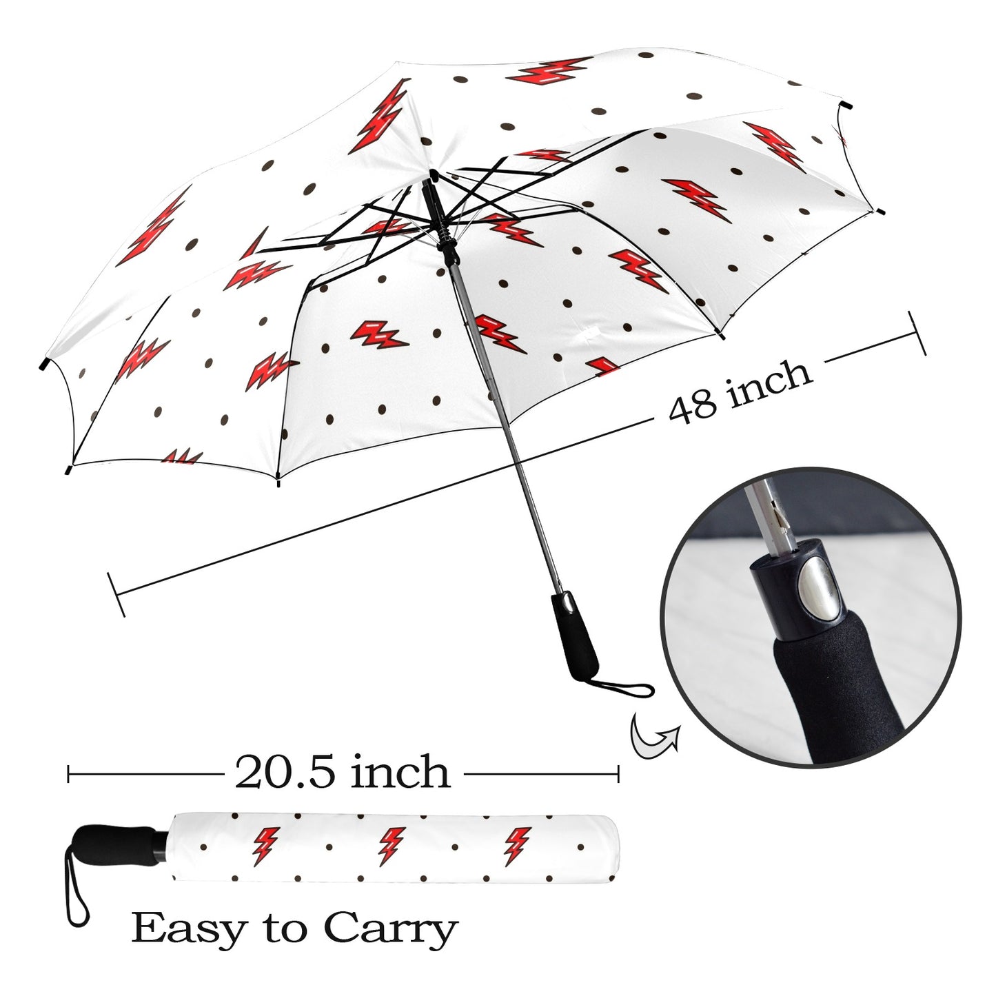 Red Lightning - Semi-Automatic Foldable Umbrella