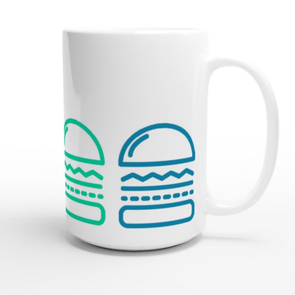 Burger, Burger, Burger - White 15oz Ceramic Mug 15 oz Mug food Globally Fulfilled