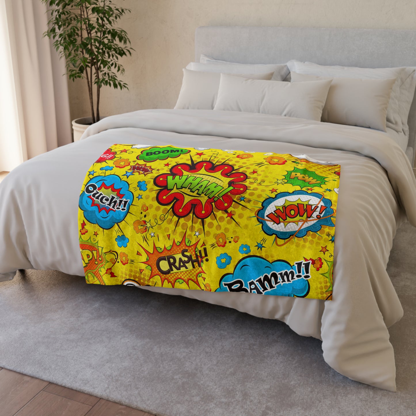 Comic Book Yellow - Soft Polyester Blanket 30'' × 40'' Blanket
