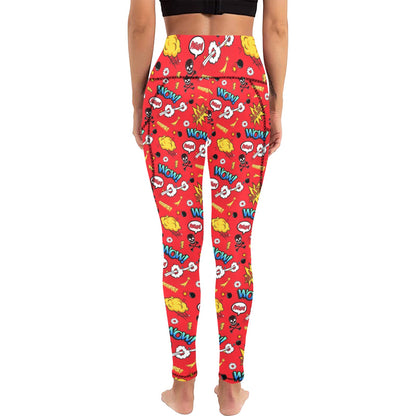 Comic Book Red - Women's All Over Print Leggings with Pockets