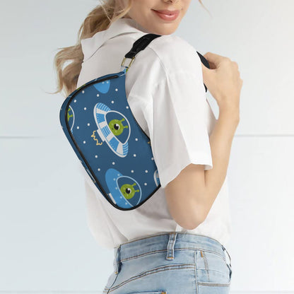 Cute Aliens in UFOs - Small Shoulder Bag Small Shoulder Bag Printed Offshore Sci Fi