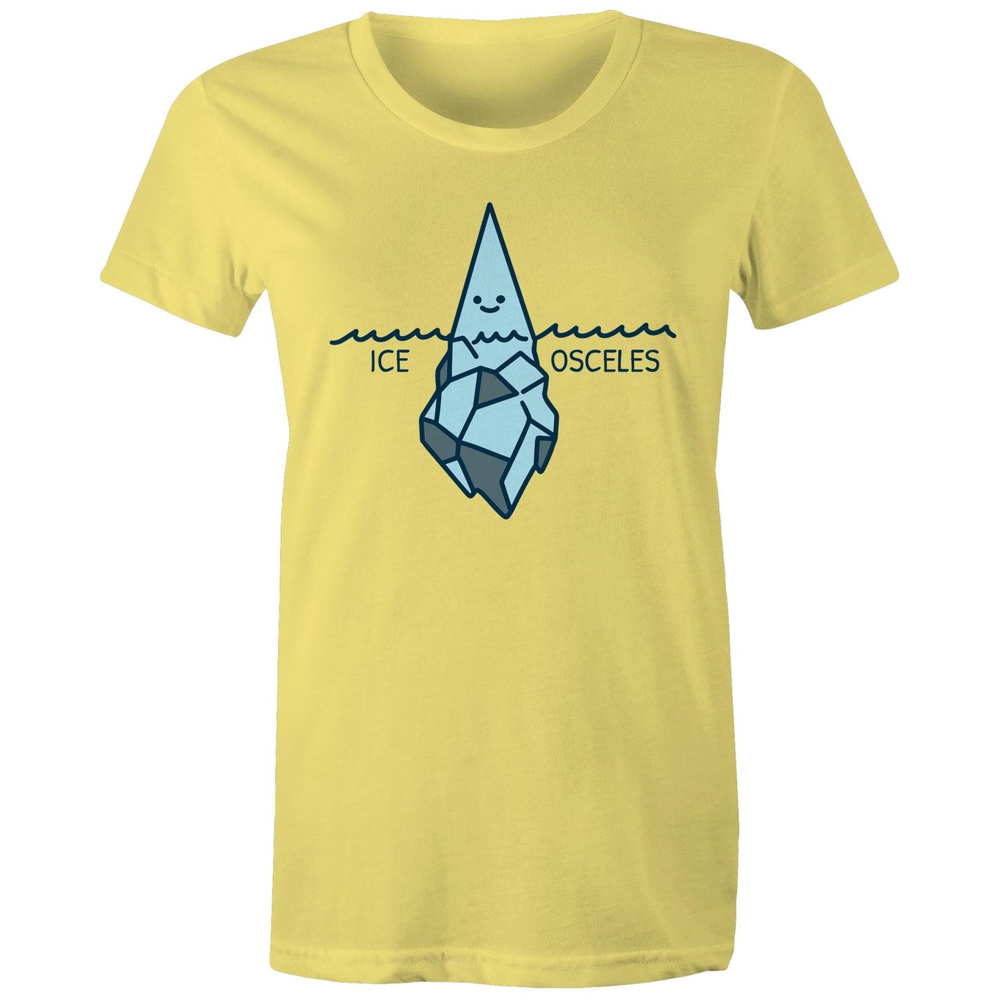 Ice-osceles, Isosceles, Maths - Womens T-shirt Yellow Womens T-shirt Maths Printed In Australia