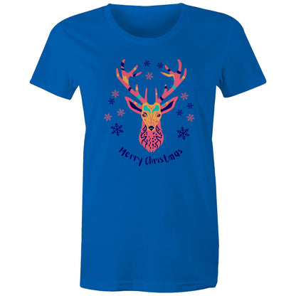 Merry Christmas Deer - Womens T-shirt