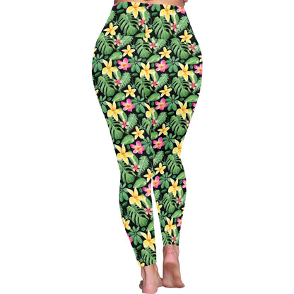 Frangipani - Womens High Waist Leggings (Sizes 16-22)