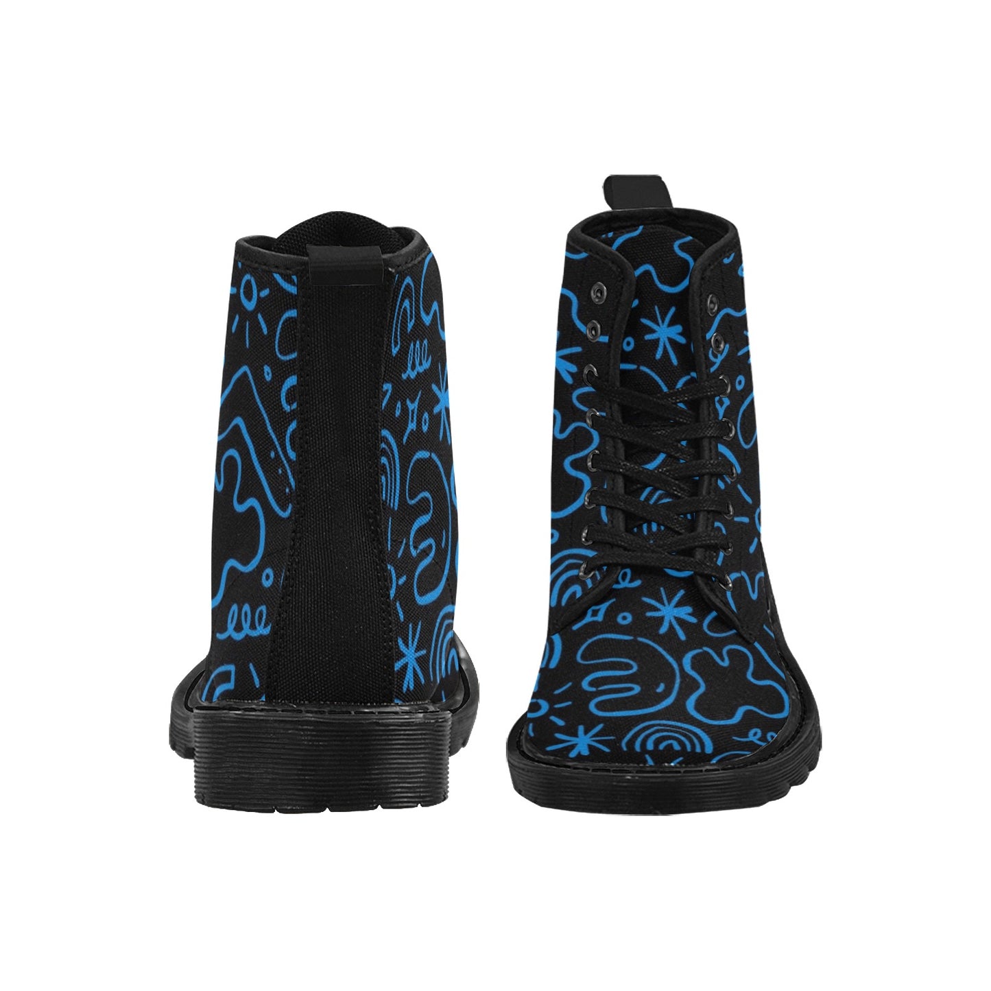 Blue Squiggle - Martin Boots for Women (Black)