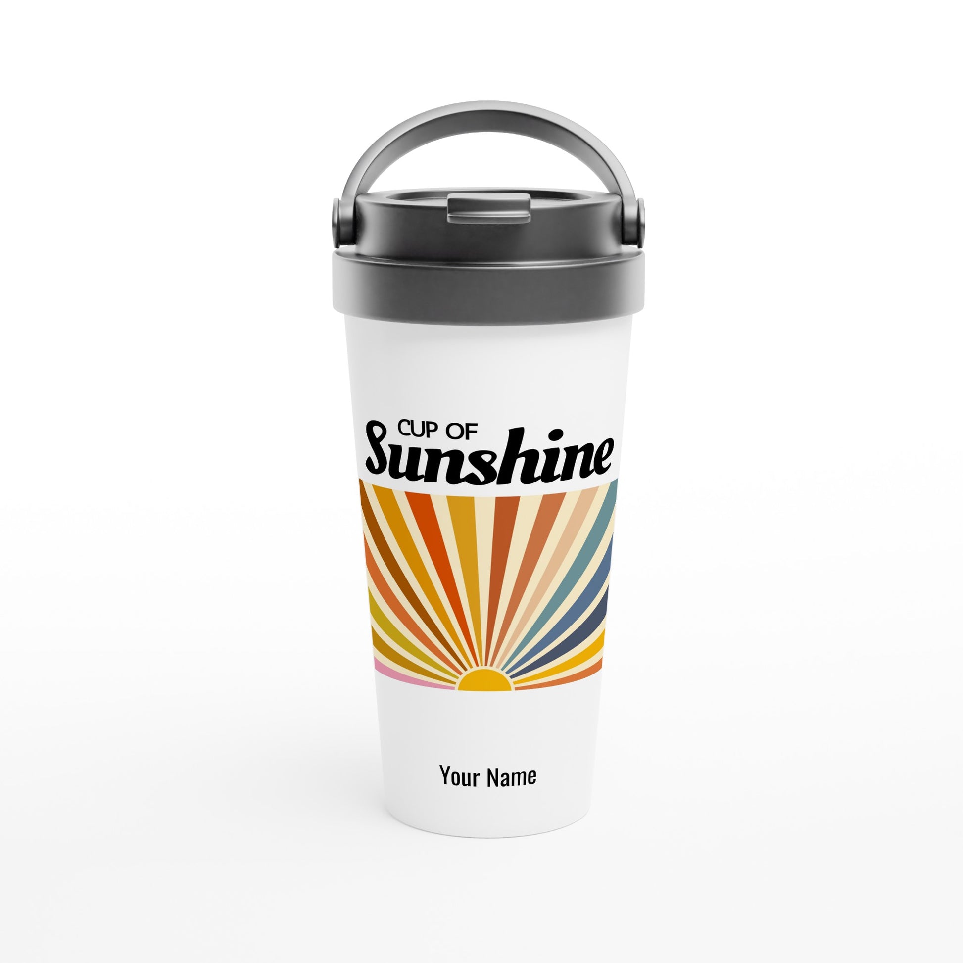 Personalised - Cup Of Sunshine - White 15oz Stainless Steel Travel Mug Default Title Personalised Travel Mug Positivity