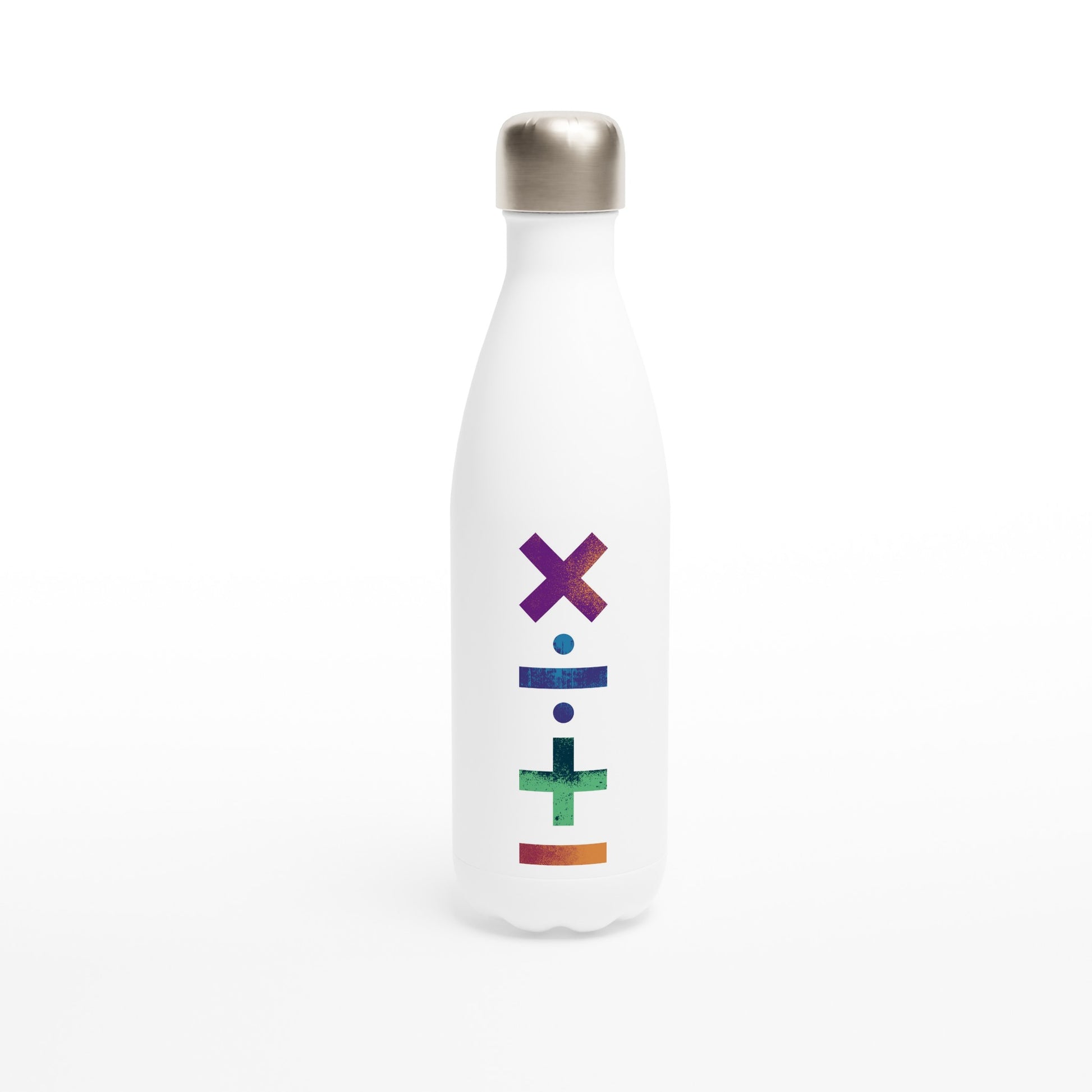 Maths Symbols - White 17oz Stainless Steel Water Bottle Default Title White Water Bottle Globally Fulfilled Maths Science