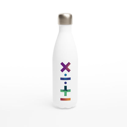 Maths Symbols - White 17oz Stainless Steel Water Bottle Default Title White Water Bottle Globally Fulfilled Maths Science