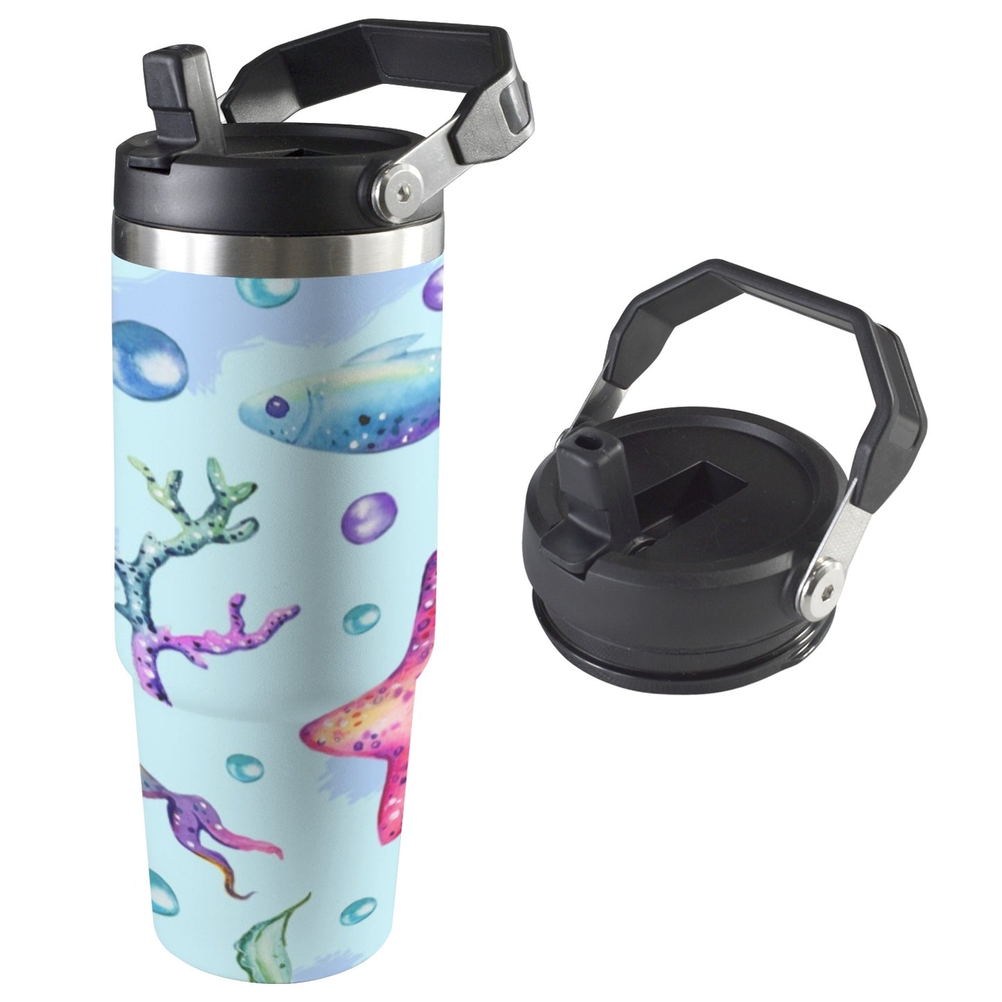 Jellyfish And Starfish - 30oz Tumbler with Top Handle