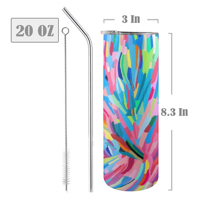 Brushstrokes - 20oz Tall Skinny Tumbler with Lid and Straw