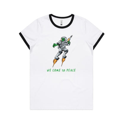 Alien, We Come In Peace - Women's Ringer Tee