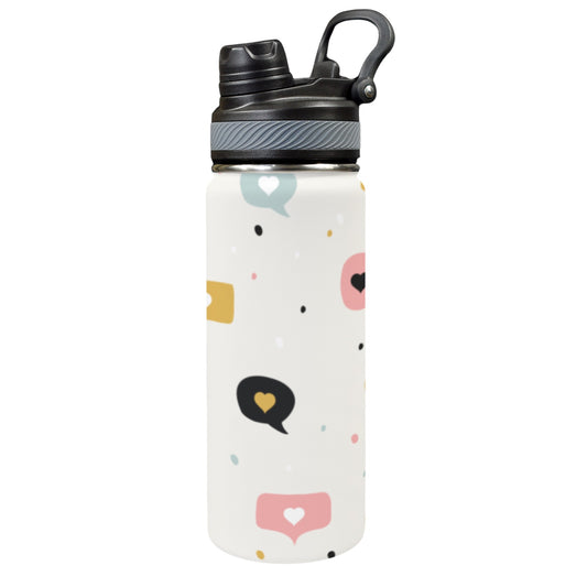 Love Message - Insulated Water Bottle with Dual-Use Lid (18oz)