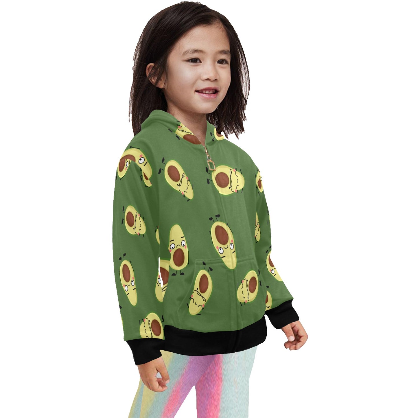 Avocado Characters - Junior Girls Zip Up Hoodie