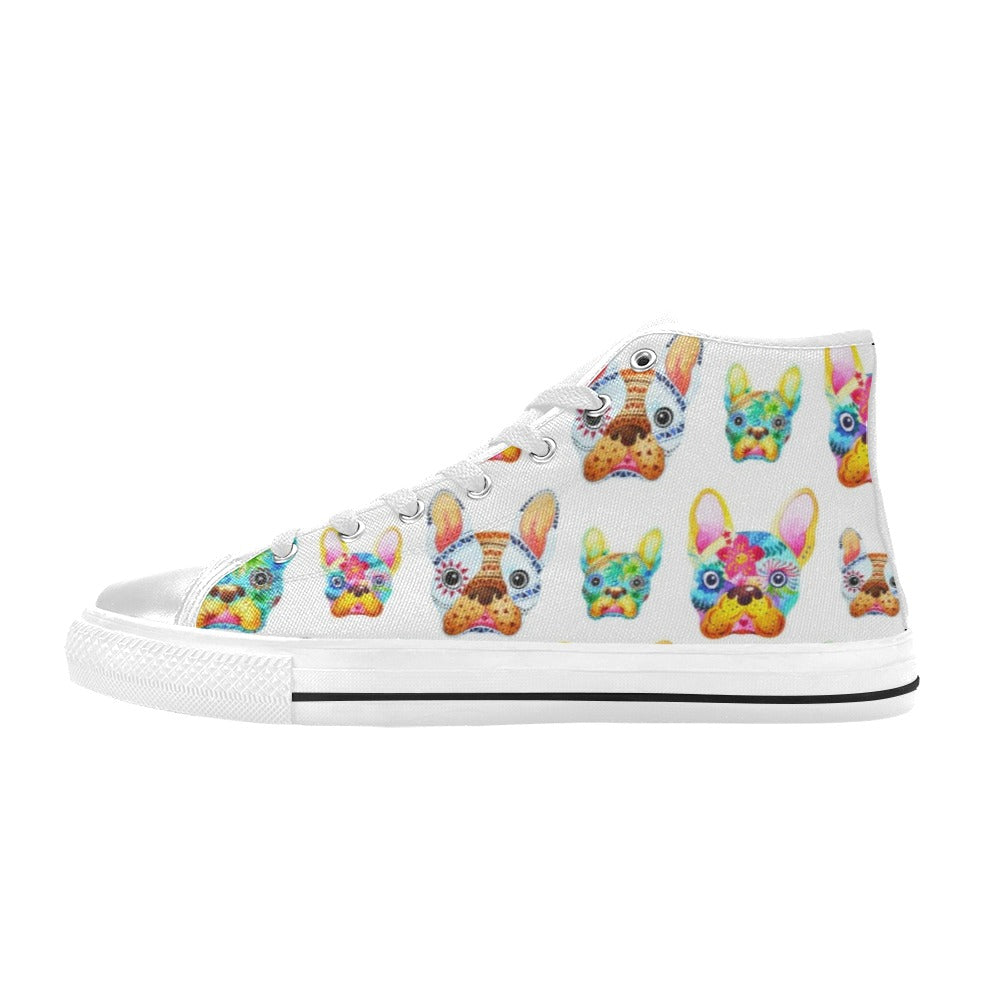 French Bulldog - Women's High Top Canvas Shoes