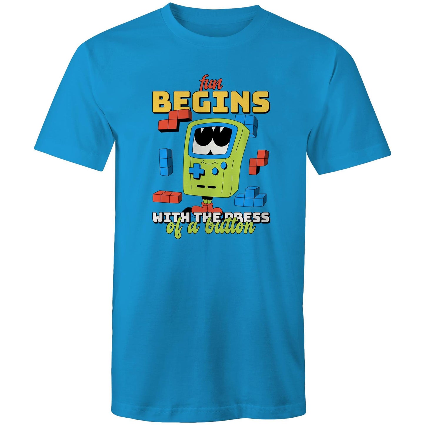 Fun Begins With The Press Of A Button, Video Game - Mens T-Shirt