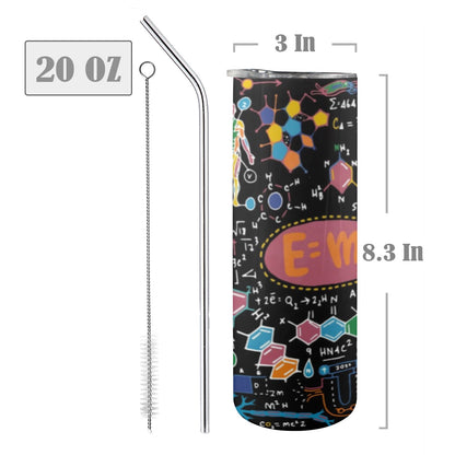 Science Time Blackboard - 20oz Tall Skinny Tumbler with Lid and Straw