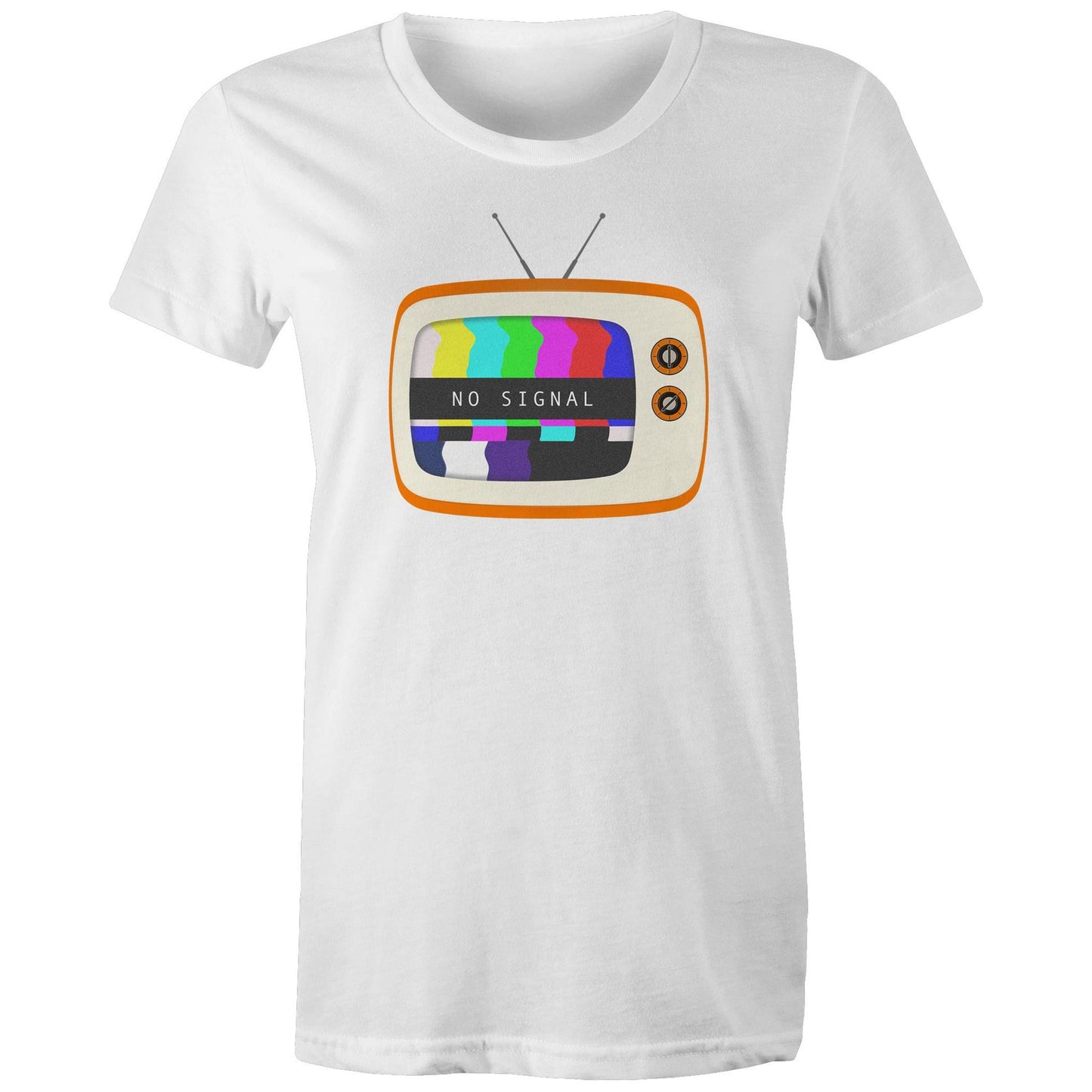 Retro Television, No Signal - Womens T-shirt White Womens T-shirt Retro