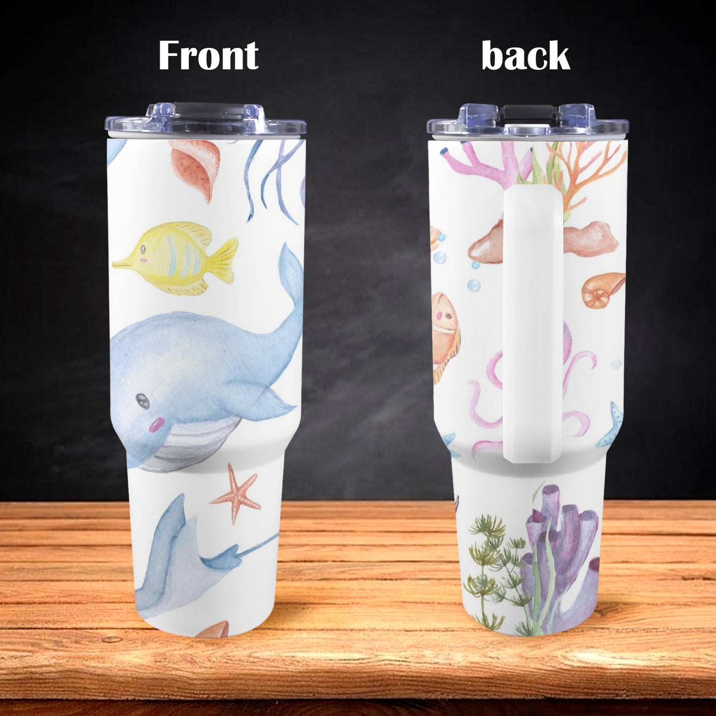 Under The Sea - 40oz Tumbler with White Handle