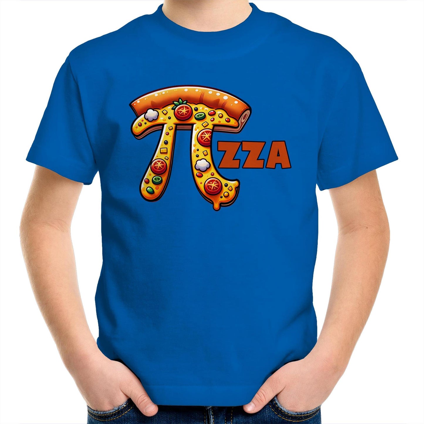 Pi Pizza - Kids Youth T-Shirt Bright Royal Kids Youth T-shirt Food Maths Printed In Australia Science