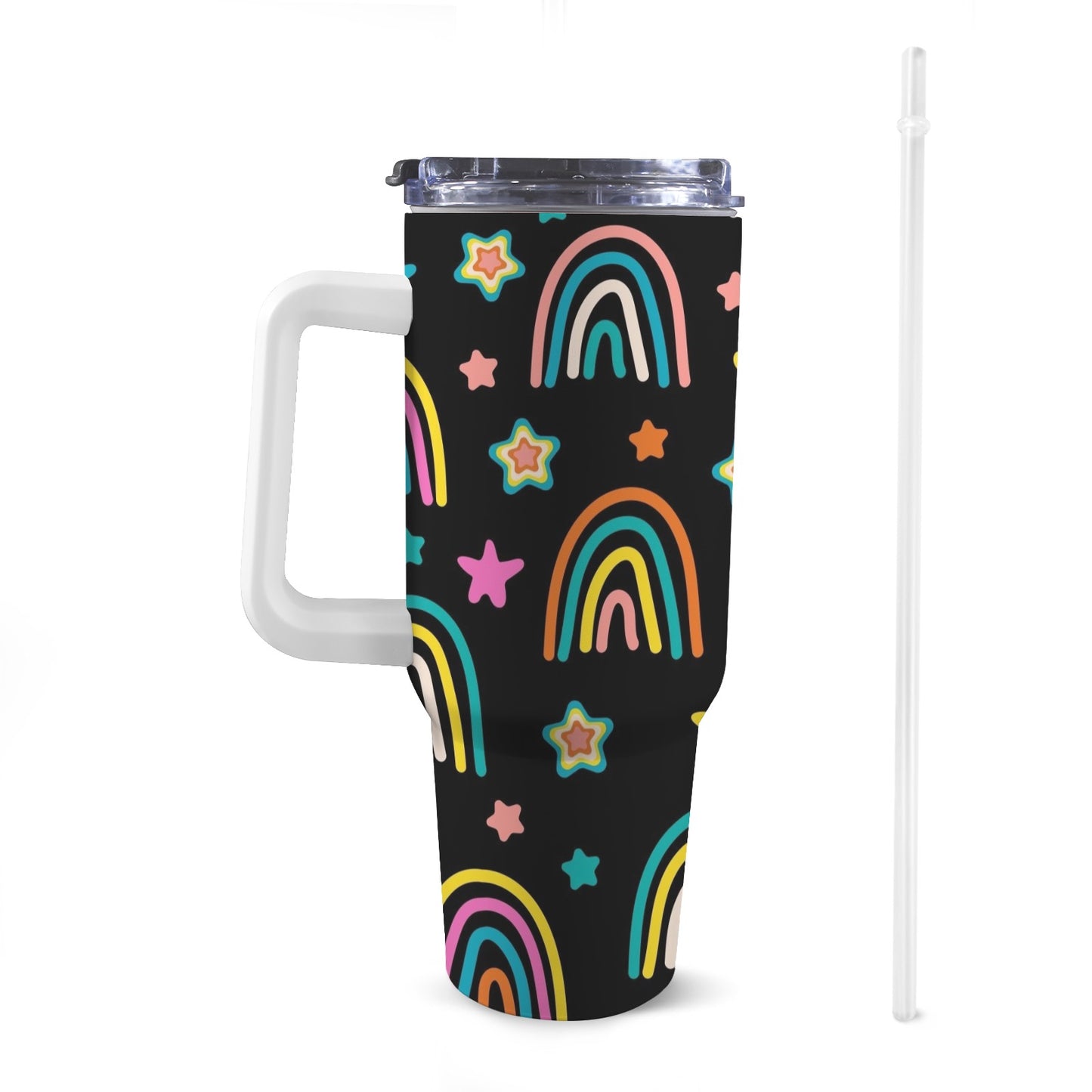 Rainbows - 40oz Tumbler with White Handle