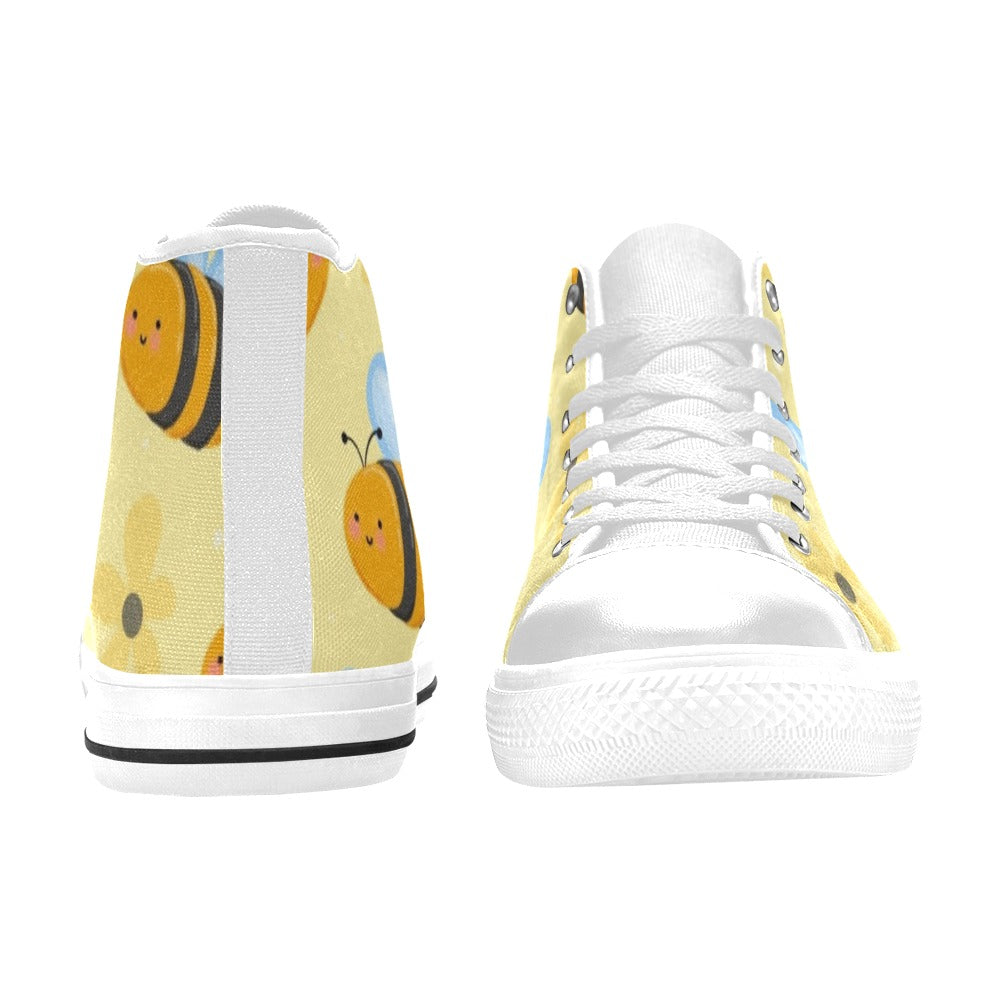 Bright Bees - Kids' High Top Canvas Shoes