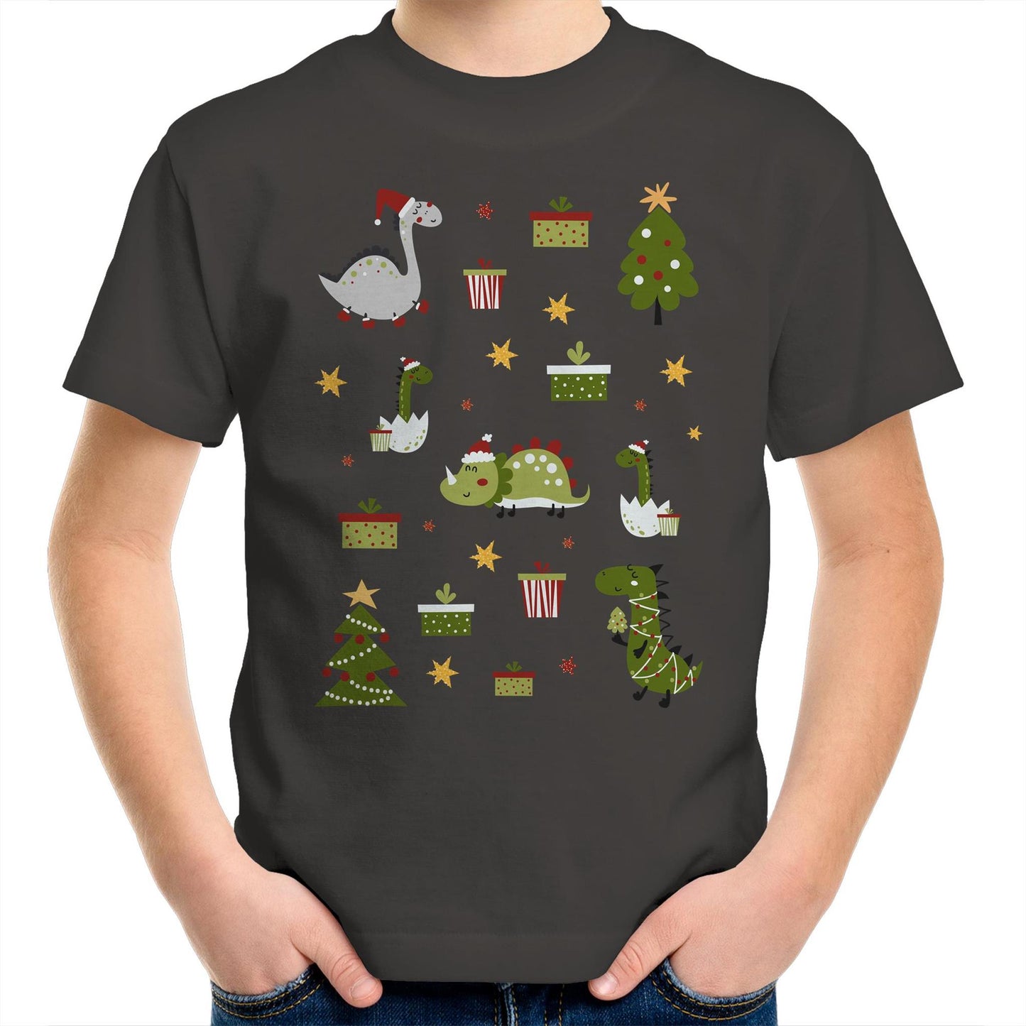 Cute Dinosaur Christmas - Kids Youth T-Shirt