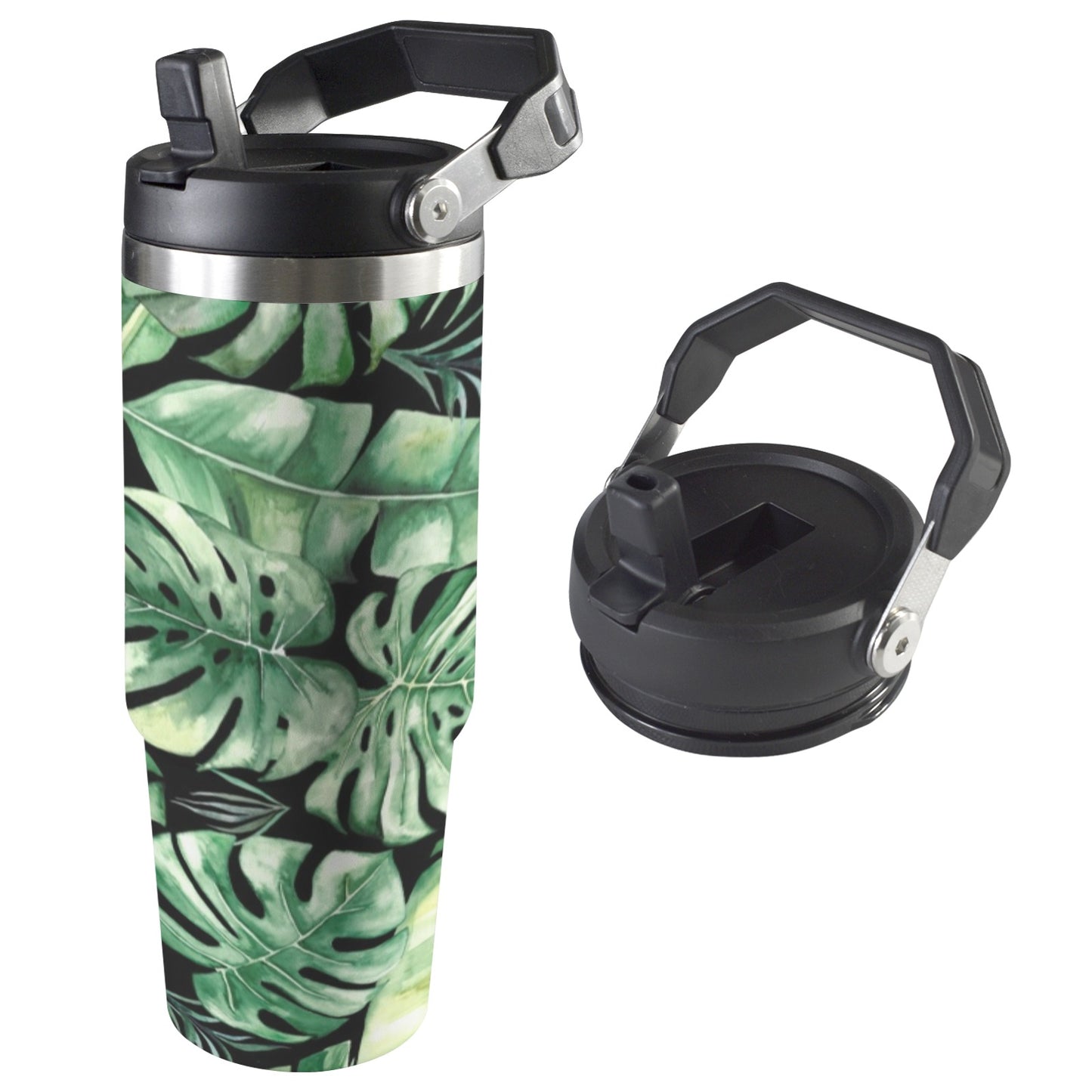 Jungle Leaves - 30oz Tumbler with Top Handle